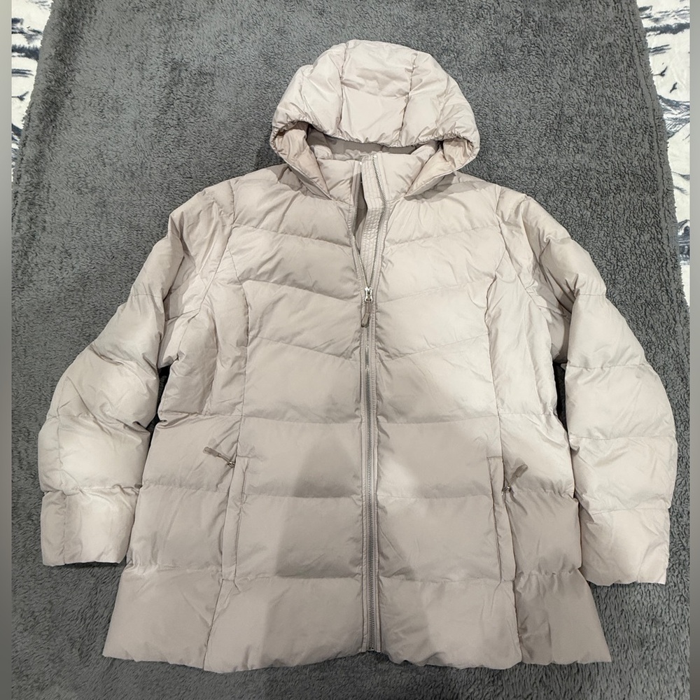 32 Degrees Light Beige Hooded Puffer Coat